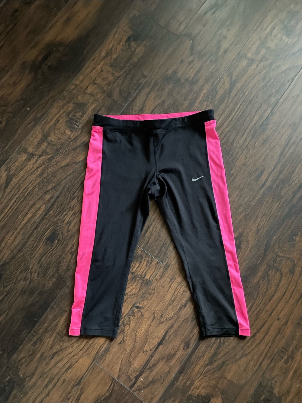 Nike Black and Hot Pink Athletic Capri Leggings